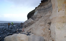 Damage to the tufa cliffs at Cwm Nash, Vale of Glamorgan