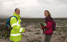 Rachel Bowden (Arfordir Co-ordinator Yr3) and Andy Sherman visiting Whitford Burrows