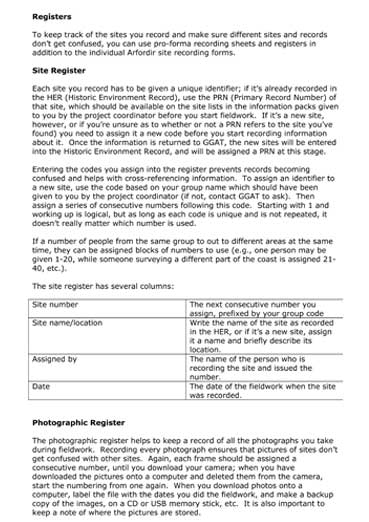 Registers information