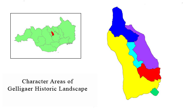 Overview map of Gelligaer Historic Landscape Character Areas - clickable