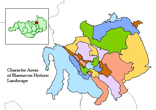 Overview map of Blaenavon Historic Landscape Character Areas - clickable