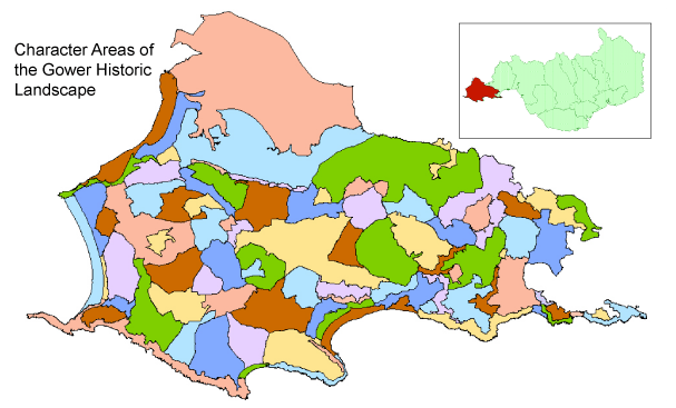 Overview map of Gower Historic Landscape Character Areas - clickable