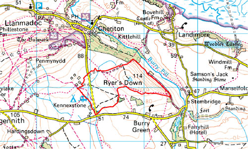 Ryer's Down Location Map
