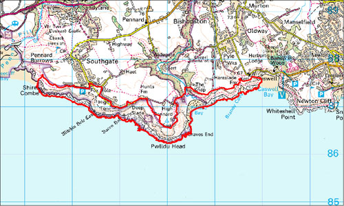 Pwlldu Head Location Map