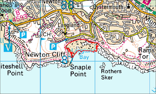 Langland Bay Location Map