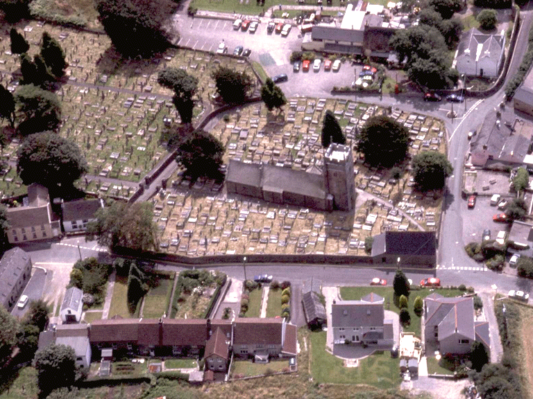 The village of Llangynwyd and its medieval church.