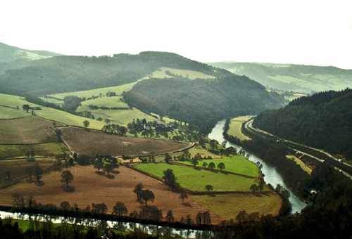 Aerial view showing the agricultural fieldscape of HLCA020.