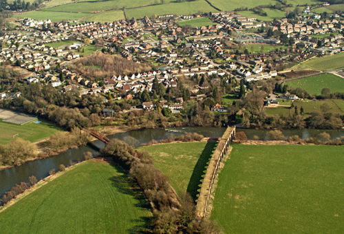Aerial view of the transport network leading into the settlement of HLCA035.