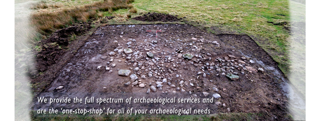 An aerial view of an excavated Bronze Age cairn at Ffos-y-fran, Merthyr Tydfil