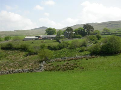 Farmsteads, enclosures, stone walls, footpath