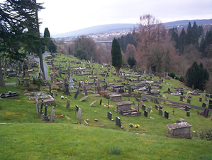 Taff Fawr River Valley Corridor character area: valley landscape with important cemeteries.
