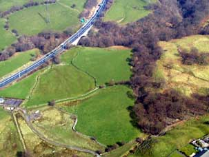 Coed Meurig character area: agricultural enclosed landscape with traditional boundaries and post-medieval farms.