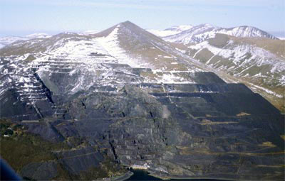 Slate quarry and copper mine landscape