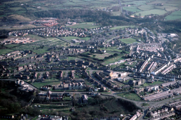 The industrial area of Caernarfon can be seen towards the top left corner of this view which looks south-east.