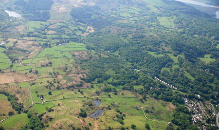 Vernacular houses, field banks, woodland