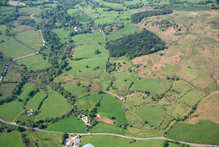 Farms and farm buildings, field boundaries, woodland