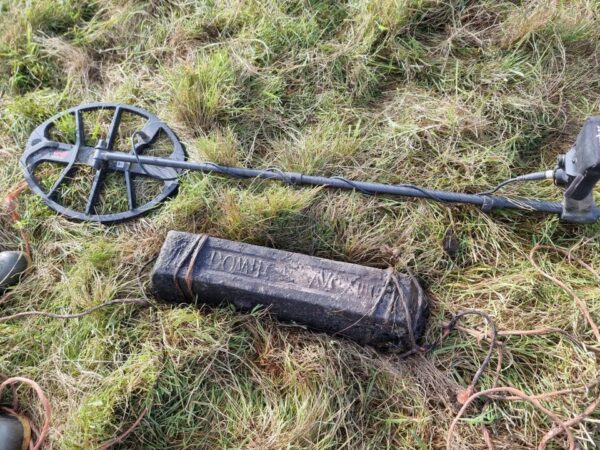 Lead pig found by Nick Yallope and Peter Nicolas after being dug out of ground